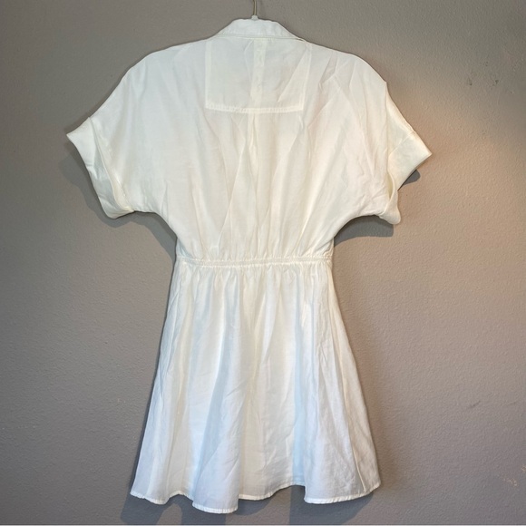 Zara White Wide Short Sleeve Button Down Dress. Size XS - Picture 6 of 17